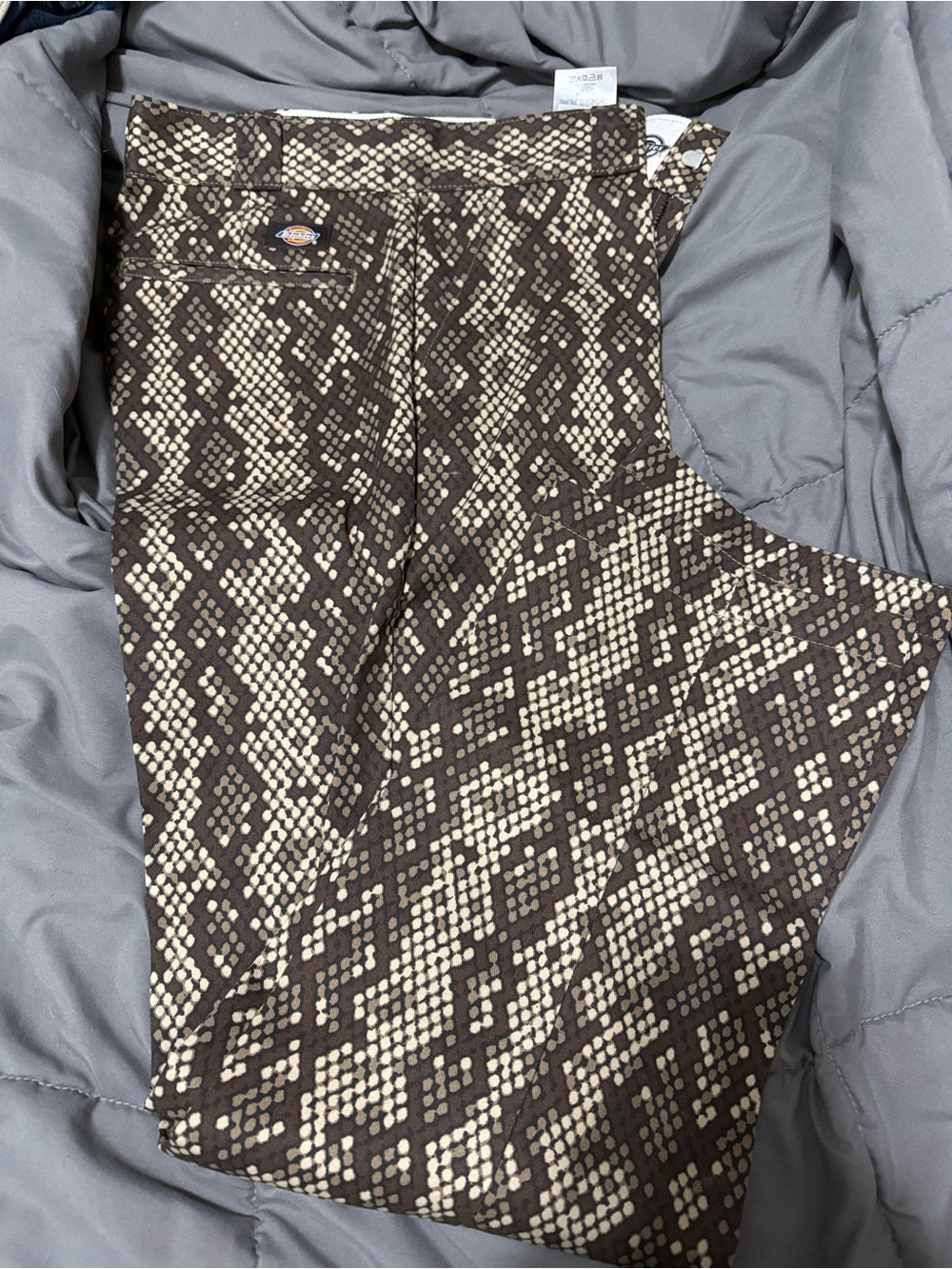 Dickies women’s Brown & Cream Snake-Print Cargo Pants